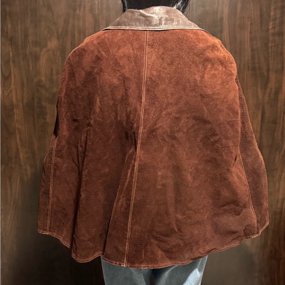 ✨ Vintage Suede MOD Era Cape Poncho – 1960s/1970s ✨ - Picture 3 of 12